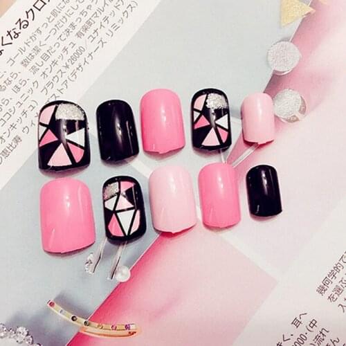 24Pcs/Set Pink Wedding Flowers False Nails Nail Art Acrylic Full Fake Nail Tips