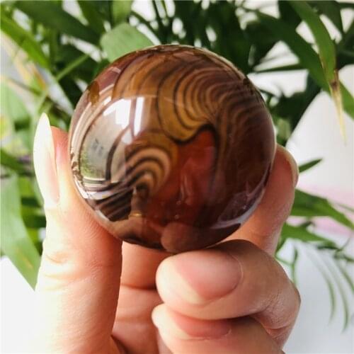 3-4cm natural crystal silk agate ball fossil decorated ball