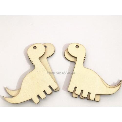 40pcs Natural Wood 60mm Unfinished Wood Dinosaur Tags Chips Slices Decorations DIY Embellishments Baby Shower Crafts