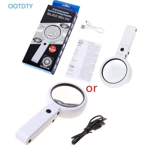 5X 11X Handheld Folding Lamp Loupe Magnifier Reading Portable Illuminated Magnifying Glass with 8 LED Lights for Newspaper