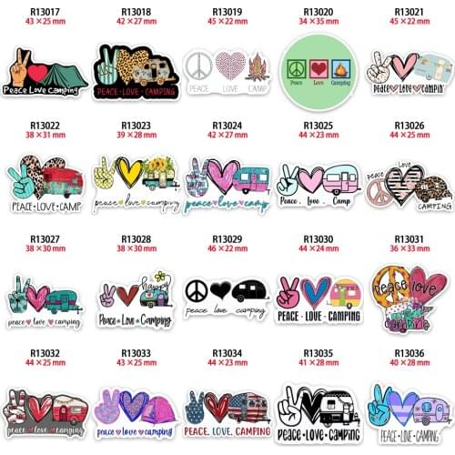 Acrylic Planar Resins Printed Peace Cartoon Love Camp For Phone Case Handamde Earring Decor Material 30pcs