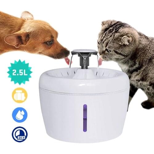 2.5L Automatic Cat Fountain Water Drinking Feeder Bowl Pet Dog Cat Water Dispenser Mute Automatic Drinking Fountain Electric USB