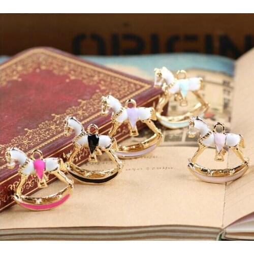 Free shipping New Animal shape 3D Sided Alloy drop oil gold-color metal cockhorse jewelry charms diy necklace/key chain pendant