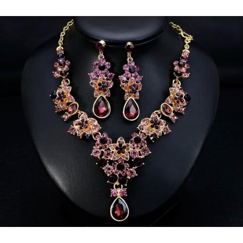 Fashion Crystal Pendant Statement Necklace Boho Gold Color Chain Bridal Jewelry Party Wedding Choker Jewellery Gifts for Women