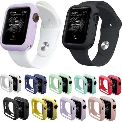 Colorful Soft Silicone Case for Apple Watch Series 4/5 40MM 44MM Frame Full Protective Bumper Cover for iWatch 4 5 Case