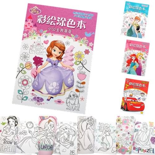 Disney Baby Coloring Book Learn To Paint Childrens Kindergarten Graffiti Picture Book Frozen Toy School Holiday Gift Prize