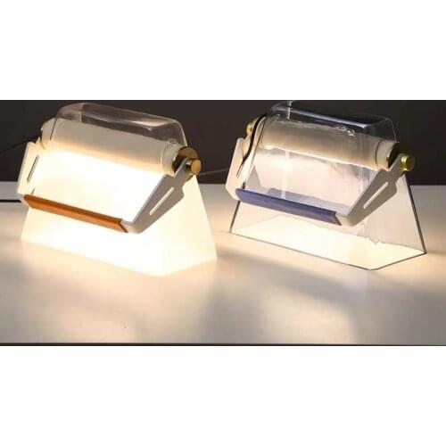 Postmodern Designer Creative Handbag Glass Desk Lamp Bedroom Luxury Fashion Personality Iron Decorative Lighting