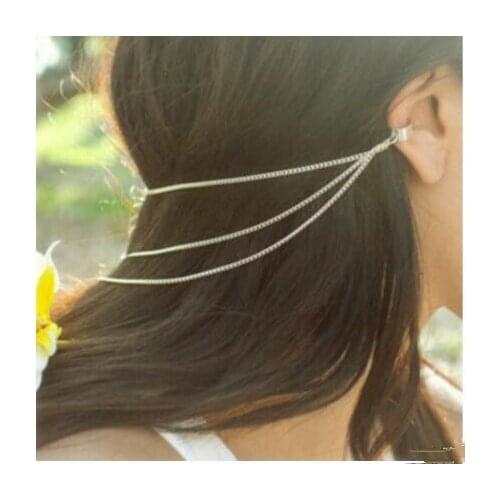 EY271 Hair Clip Clip Cuff Tassel Chain Female Punk Rock Head Metal alloy Tassel Cuffs Ear Cuffs Wrapped Earrings Chuck 1pcs