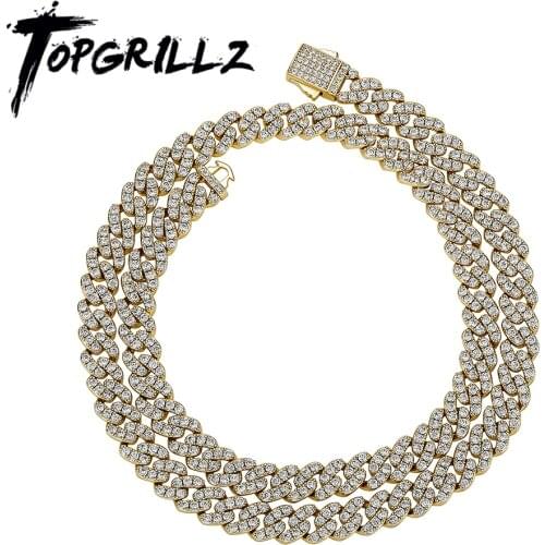 TOPGRILLZ 2021 New 9mm Miami Cuban Necklace With New Spring Clasp Full Iced Out AAA+ CZ Necklace Hip Hop Rock Jewelry Gift