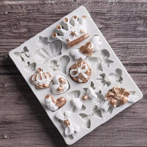 KUXSE Crown & Bow Silicone Mold Fondant Mould Cake Decorating Tools Sugarcraft Chocolate Gumpaste Molds Kitchen Baking Tools
