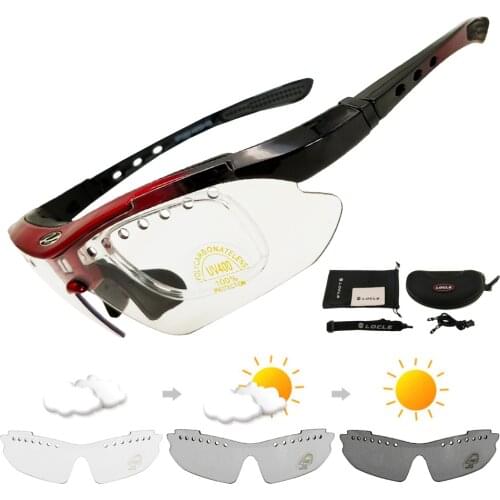 LOCLE Photochromic Hiking Glasses UV400 Sunglasses Men Tactical Shooting Goggles Fishing Climbing Sport Glasses Cycling Goggles