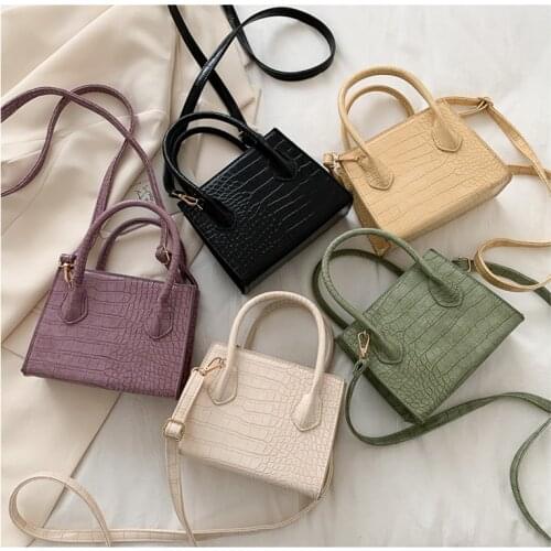 Fashion Trend Women Small Crossbody Bag Faux Leather Shoulder Handbag Classic Crocodile Stone Pattern Zipper Purse 2021