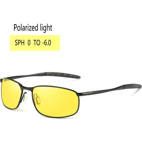 Yellow lens night Finished Myopia Polarized Sunglasses Men Anti-Glare Night Vision Driving Goggles Nearsighted Glasses FML