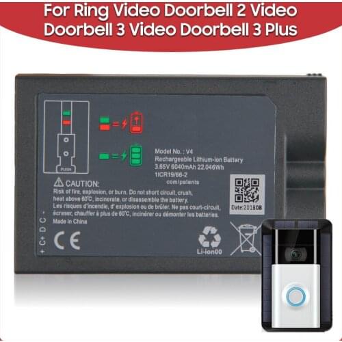 Original Replacement Battery 6040mAh V4 For Ring Video Doorbell 2 Video Doorbell 3 Video Doorbell 3 Plus J743 Batteries