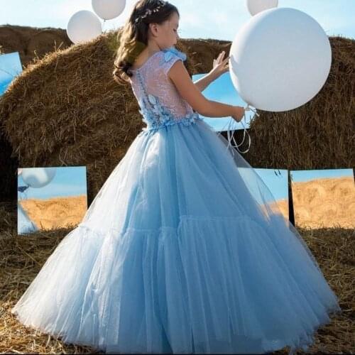 New Flower Girl Dresses Tulle Pageant First Communion Dresses Prom Ball Gown Princess Baby Girl Party Dresses