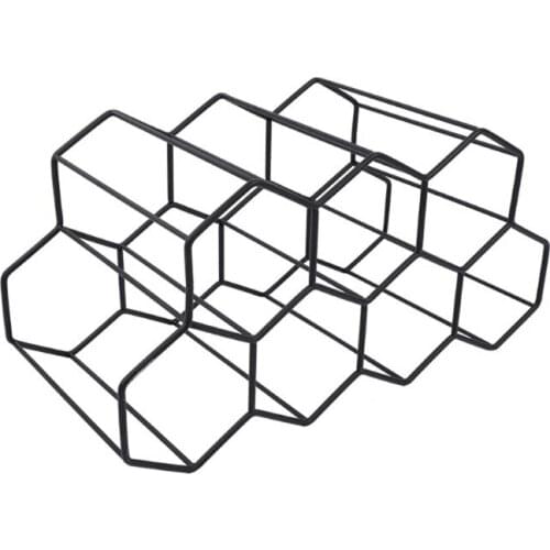 Modern Metal Honeycomb Wine Rack Wine Bottle Storage Beehive Tabletop Wine Rack Hexagon 9 Bottle Wine Holder Display