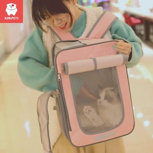 Kimpets Cat Bag Go Out Carrying Bag Pet Cat School Bag Backpack Winter Cat Cage Closed Pet Supplies Pet Carrier