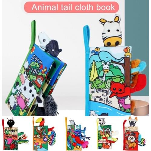 Tail Cloth Book Puzzle Cognitive Ability Interactive Toy Feel Soft Animal Baby Crinkle Books Child Delicate Craft Lovely Gift