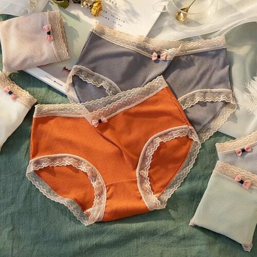 3pcs Sexy Lace Panties For Women Solid Underwear Fashion Panty Lingerie Breathable Hollow Out Briefs Low-Rise Bow Female Pants