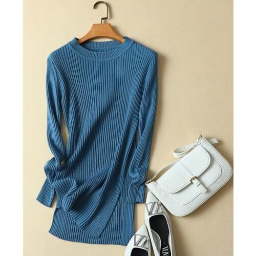 High Elastic Women Sweater And Pullovers Solid Long Slim All Match Thin Office Lady Elegant Pulls Buttoming Tops