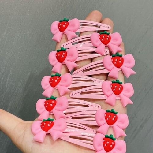 10PCS/Set Girls Cute Cartoon Strawberry Bow-knot Hair Clips Kids Lovely Hairpins Headband Barrettes Fashion Hair Accessories
