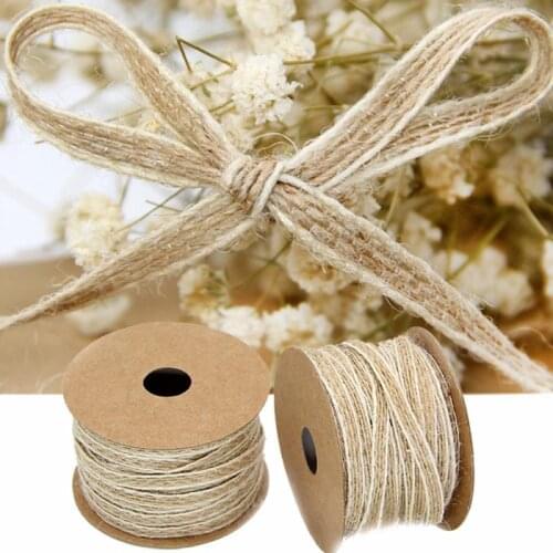 10M/Roll Jute Burlap Rolls Hessian Ribbon Vintage Rustic Wedding Decoration DIY Crafts Christmas Gift Packaging Home Party Gift
