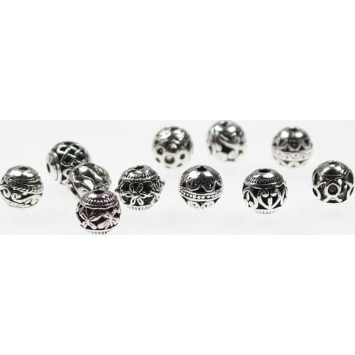 10pcs/lot Tibetan Silver 8mm Hollow Out Butterfly Pattern Big Hole Europen Charm Spacer Beads for DIY Necaklace Jewelry Findings