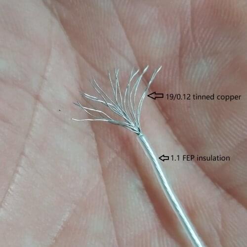 1000m/lot 24AWG (0.21mm2)*1.1 FEP transparent insulation electric wire High temperature resistant FEP single wire