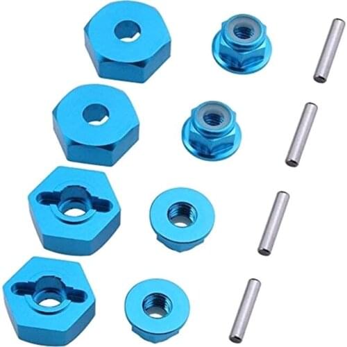 12mm Aluminum Wheel Hex Drive Hub Adaptor (4P) & M4 Locknut (4P) RC Model Car Parts for RC Hobby Cars