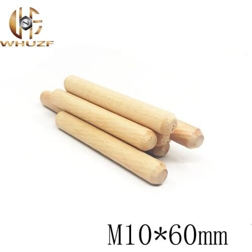 50Pcs M10*60 Twill Hardwood Round Wood Wooden Dowel Pins M10X60 Cabinet Drawer Fluted Craft Rods Furniture Fitting Diameter