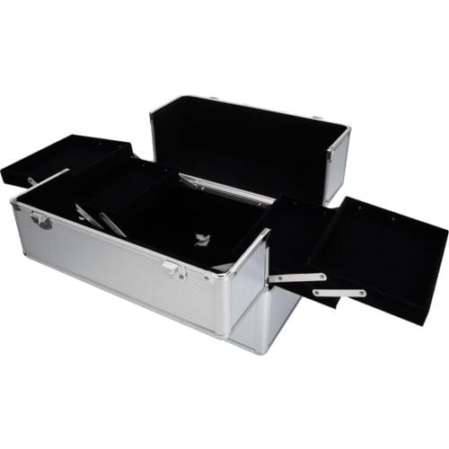 Aluminum Cosmetic Case Organizer Box For business use &For home use portable with keys white