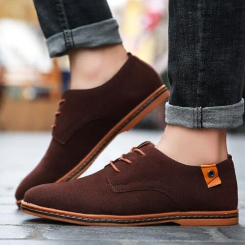 Brand 2019 Spring Suede Leather Men Shoes Oxford Casual Classic Sneakers For Male Comfortable Footwear Big Size 38-48 K3-52