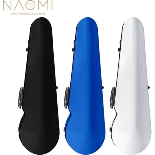 NAOMI Portable Triangle Violin Case Waterproof Compressive Fiberglass Storage Case High Gloss Beautiful 4/4 Violin Case