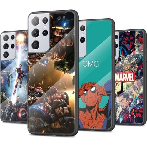 Avenger Superhero Marvel Tempered Glass Cover For Samsung Galaxy S21 Plus Ultra M21 M31 M51 A52 A72 Phone Case Coque