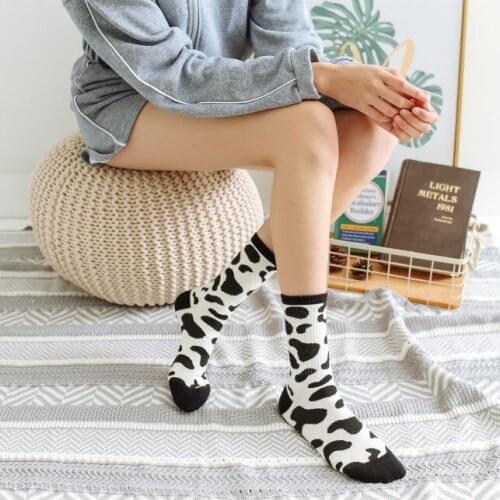 Black and white dairy cows zebra stripes hip hop skateboarding trend stockings mens and womens stockings korean