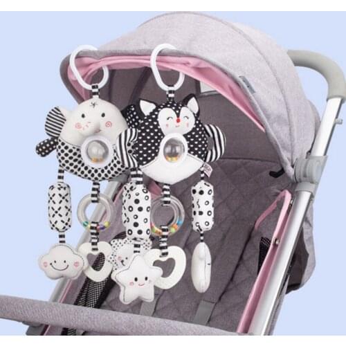 HX5D Baby Stroller Rattle Toy Pushchair Pram Pendant Bed Bell Cartoon Animal Doll Infants Crib Sensory Toys