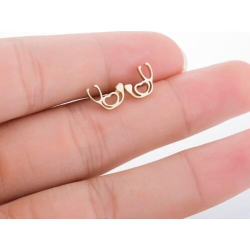 Girl Earrings Stainless Steel Rose Gold Solid Hollow Heart Shaped Earrings Fashion Jewelry Womens Accessories BFF ChristmasGift