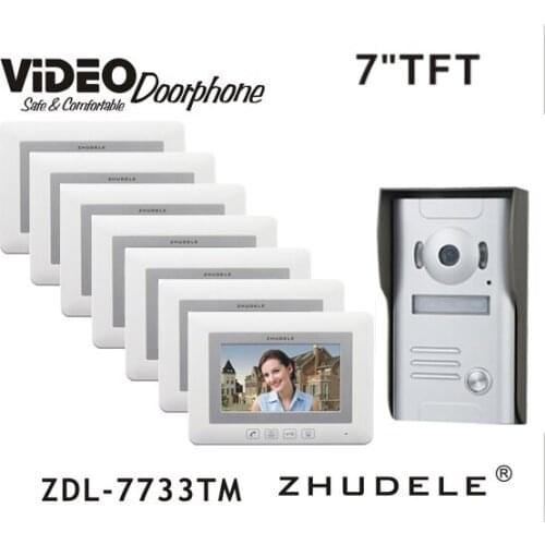 ZHUDELE New Arriva Doorbell Intercom System 7" Video Door Phone Touch button Kits Night Vision 700TVL HD Home House Security 1V7