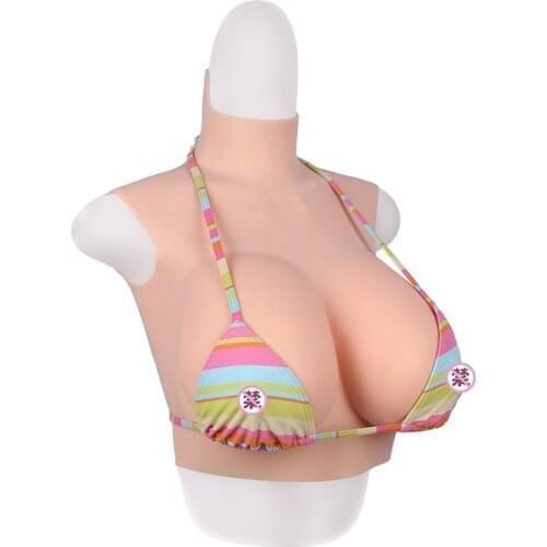 G CUP Short High Collar Neck Fake Artificial Boob Realistic Silicone Breast Forms Crossdresser Shemale Transgender Drag Queen 4G