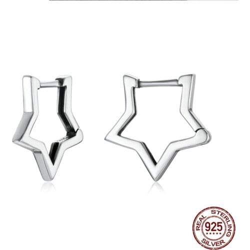 Efle hot sale explosive star earrings S925 sterling silver simple hollow fashion pentagar ear nail snoring SCE1136