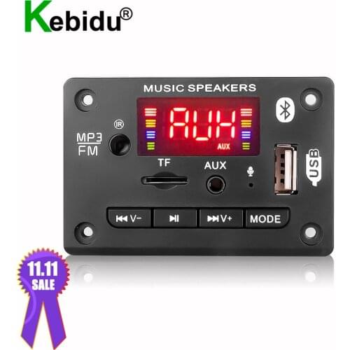 Handsfree 12V Bluetooth5.0 MP3 Decoding Board Module Wireless Car USB MP3 Player TF Card Slot / USB / FM Microphone