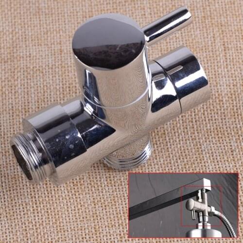 Chrome Handheld Shower Head Bath Tap Switch Outlet 3 way Diverter T Valve Brass Ergonomic