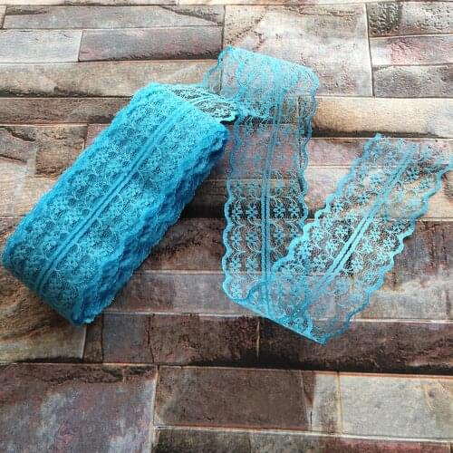 Beautiful Deep Sky Blue 10 Yards 45mm Width Net Embroidery Lace Bilateral DIY Jewelry, Clothing, Wedding, Sewing accessories