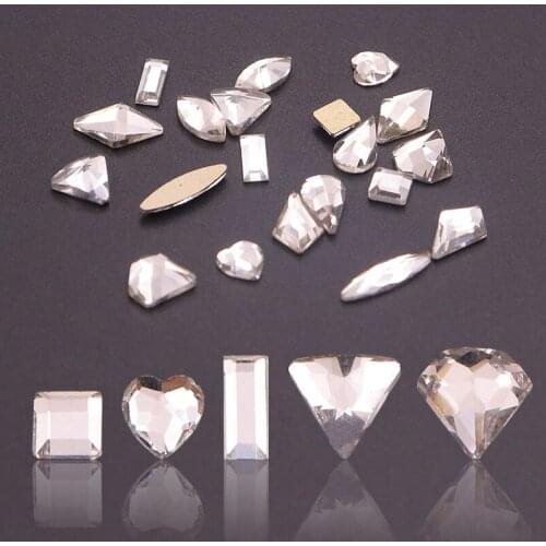 Lamemoria 10pcs Crystals Nail Diamond Stone Glass Rhinestones for 3D Nails Art Decorations Supplies Jewelry
