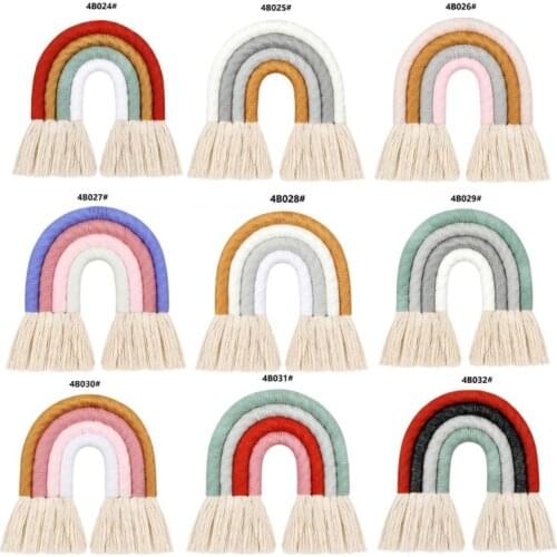 Macrame Rainbow Wall Hanging Decorative Colored for Boho Home Decor, Party Supplies, Baby Shower, Nursey Dorm Room