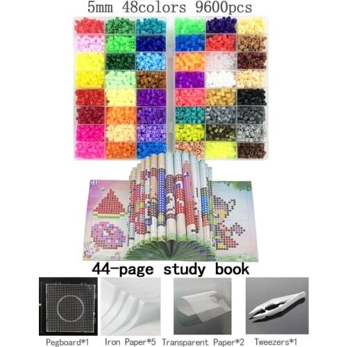 24/36/48colors hama beads 5mm Perlen Kit Study manual perler educational Kids puzzles diy toys fuse bead pegboard ironing paper