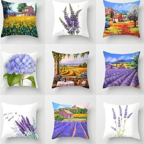 45*45cm Pillowcase Purple Flowers Pillow Cover Cushion Cover Printing Decorative Sofa Bed Pillow Cover Car Home Decor