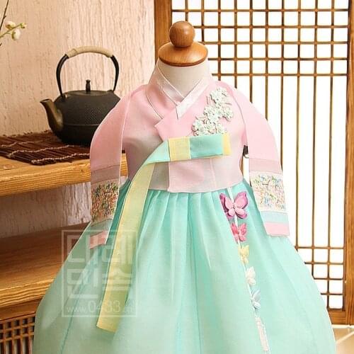 2019 Newly Summer Korean Traditional Dress Baby Girls Dance Performance Clothes Cosplay korean Traditional Hanbok Dress Top