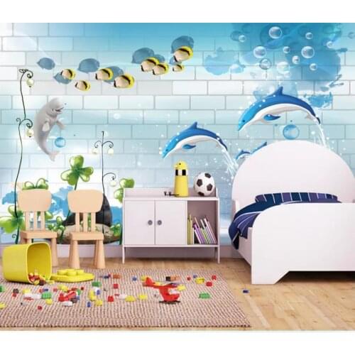 Custom photo wallpaper 3d wallpaper for walls 3 d brick wall cartoon underwater world beautiful childrens painting wall papers
