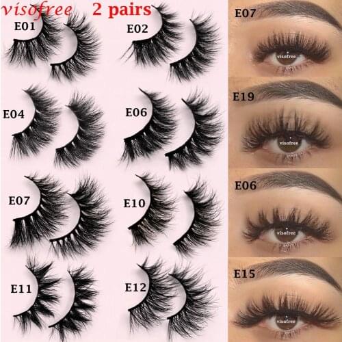 Visofree Makeup Eyelashes 3D Mink Lashes Fluffy Soft Wispy Volume Natural long Cross False Eyelashes Eye Lashes Reusable Eyelash